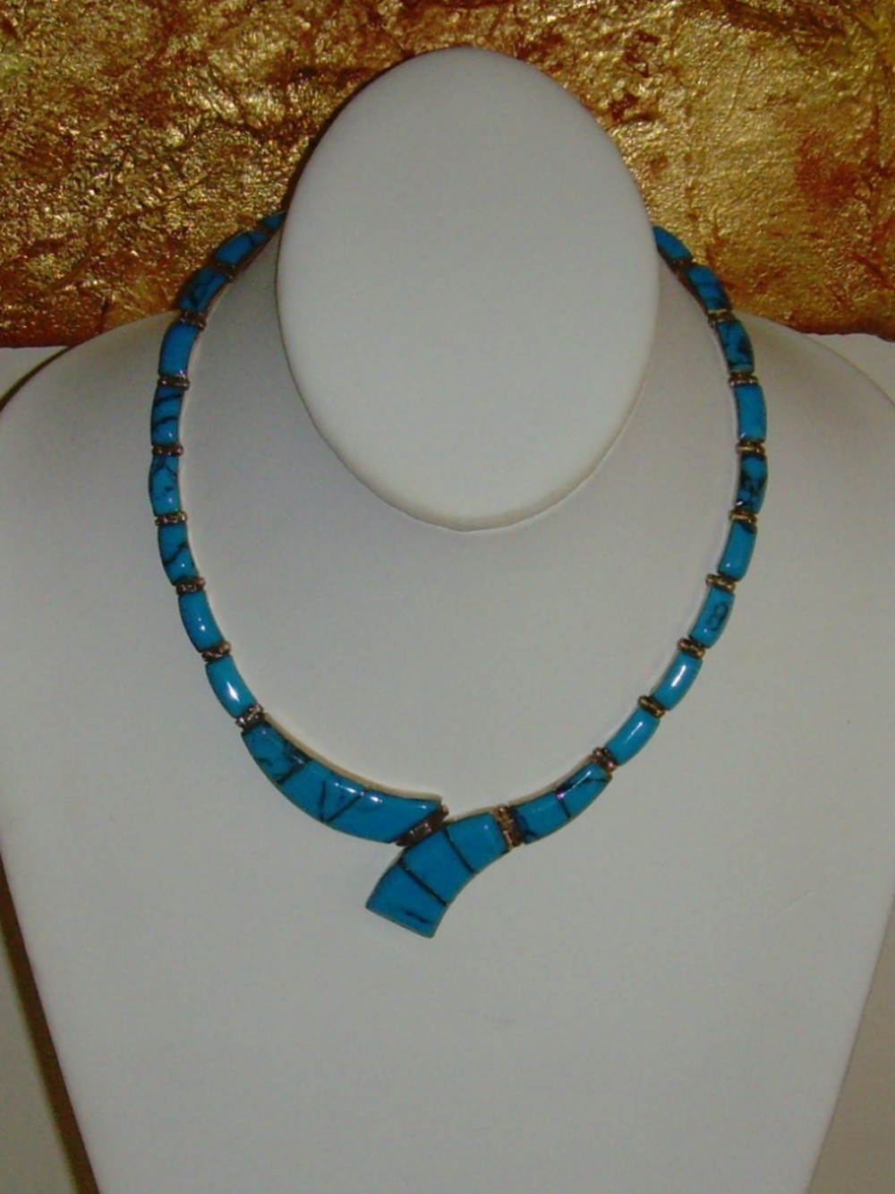 Sterling Silver 925 and Faux Turquoise Necklace - Picture 2 of 13
